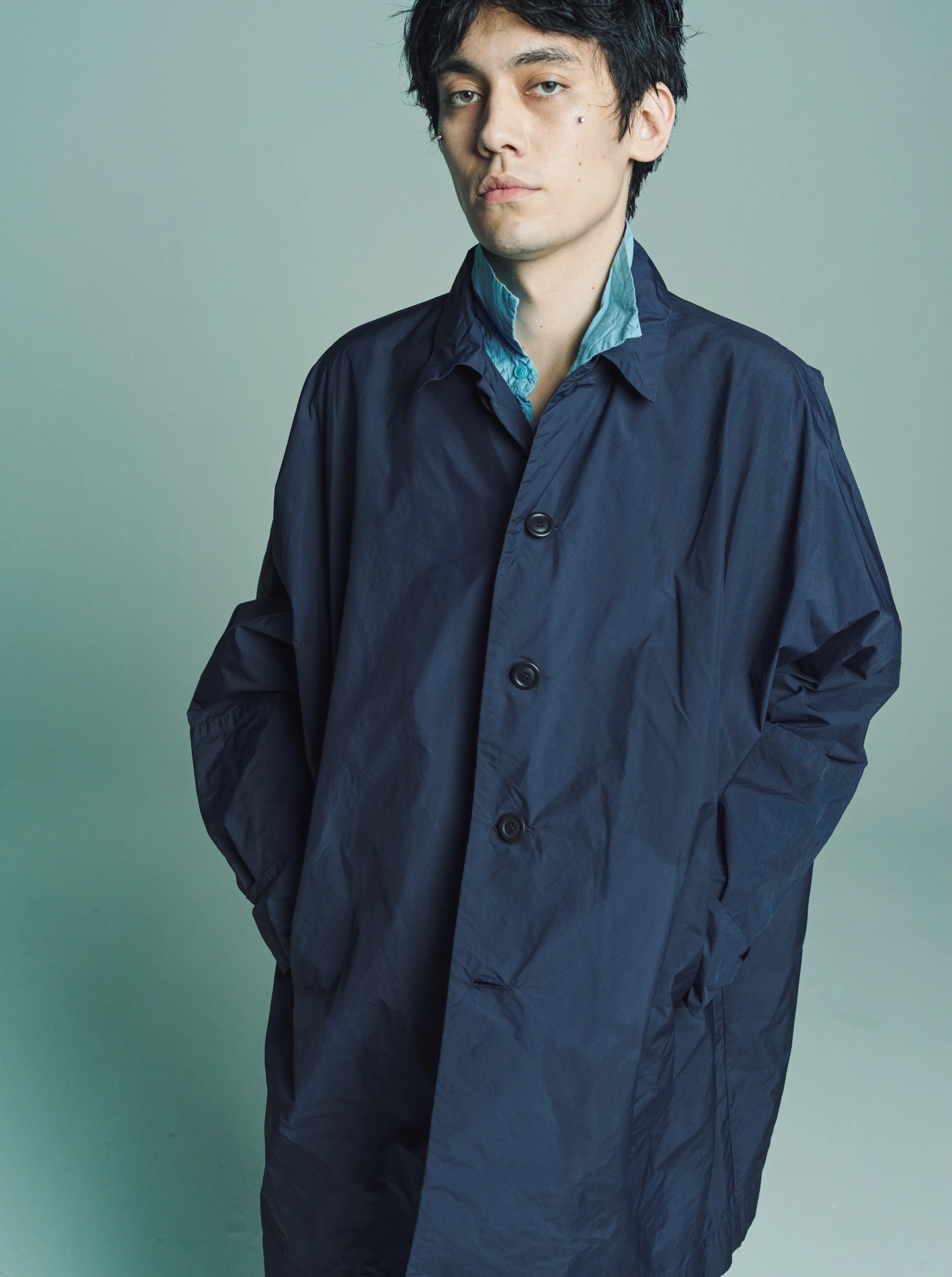 Navy Poly Padwax Manchester Coat