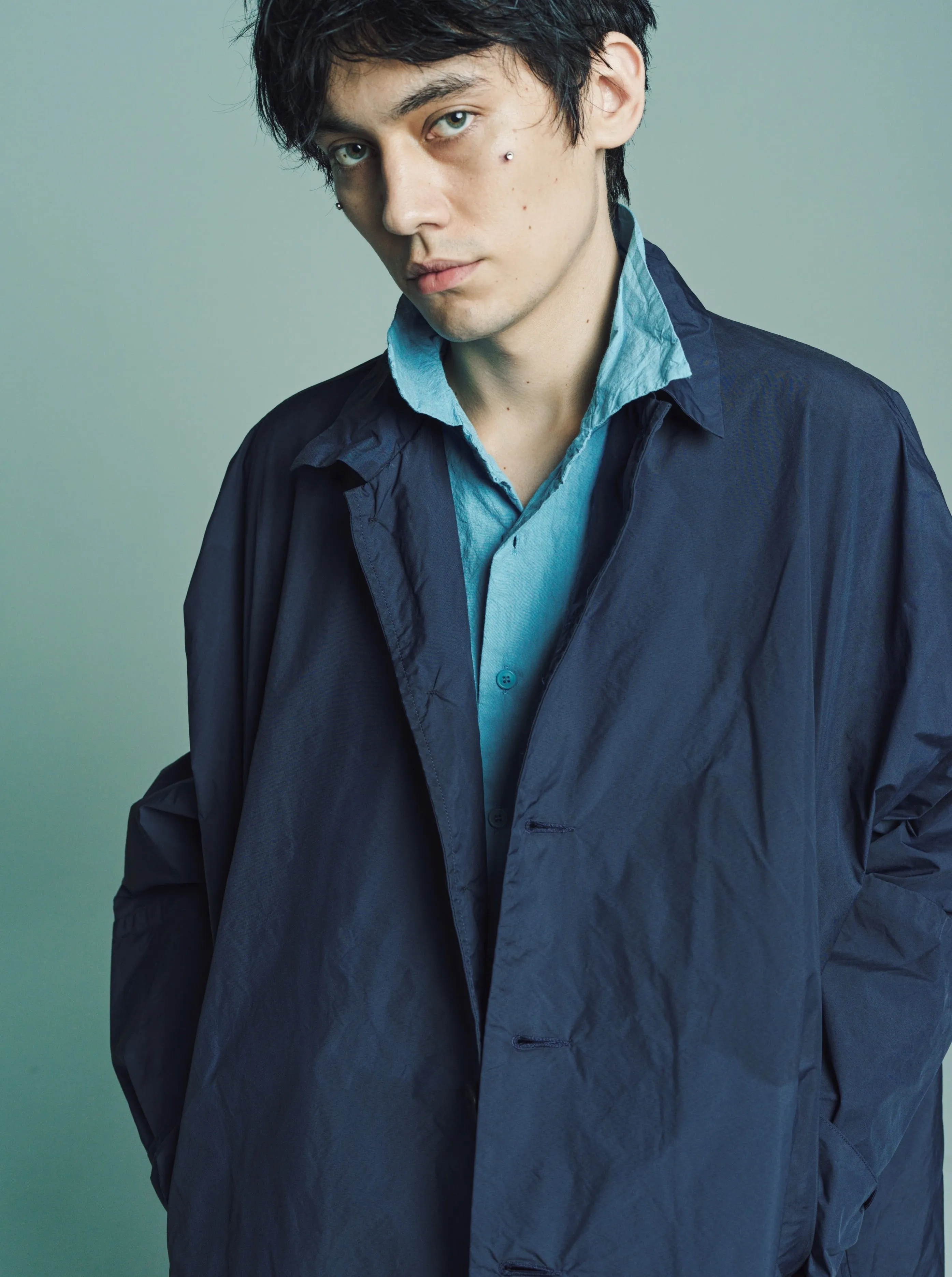 Navy Poly Padwax Manchester Coat