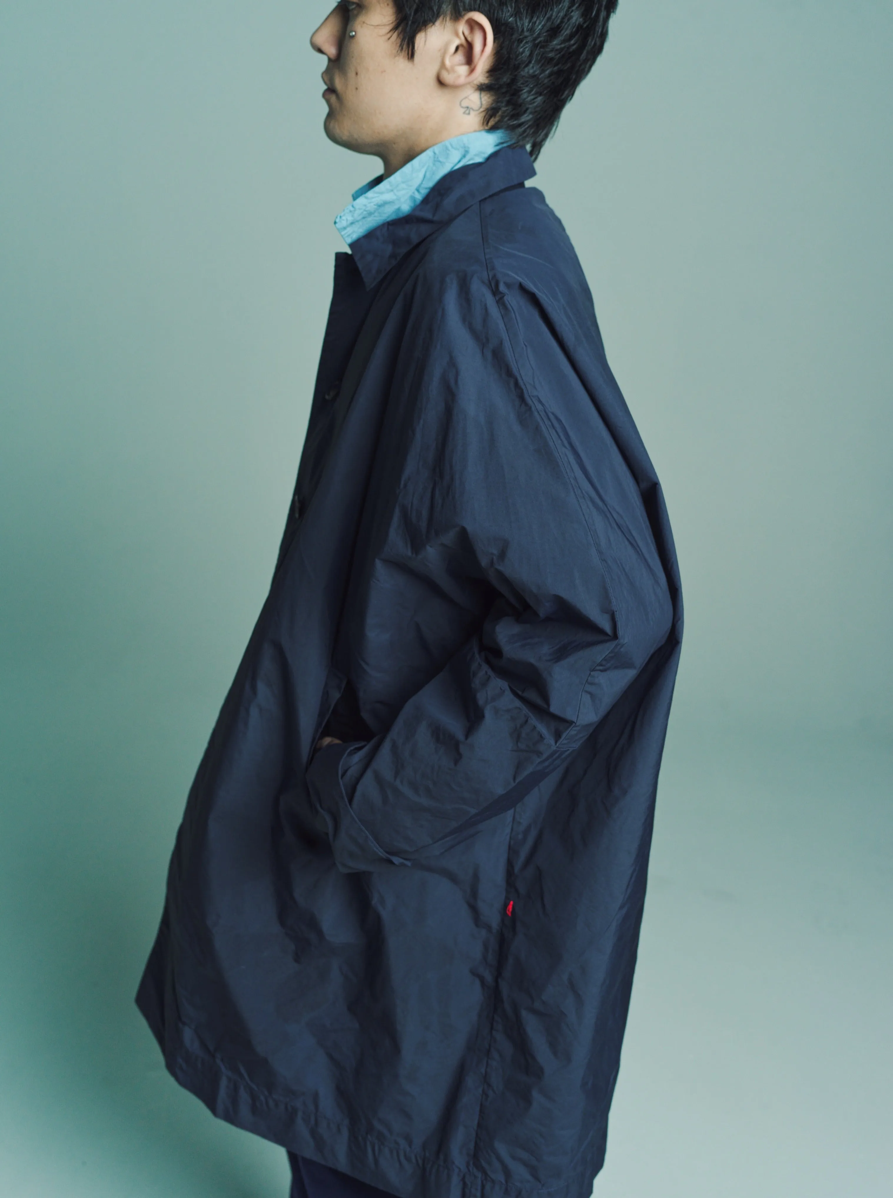 Navy Poly Padwax Manchester Coat