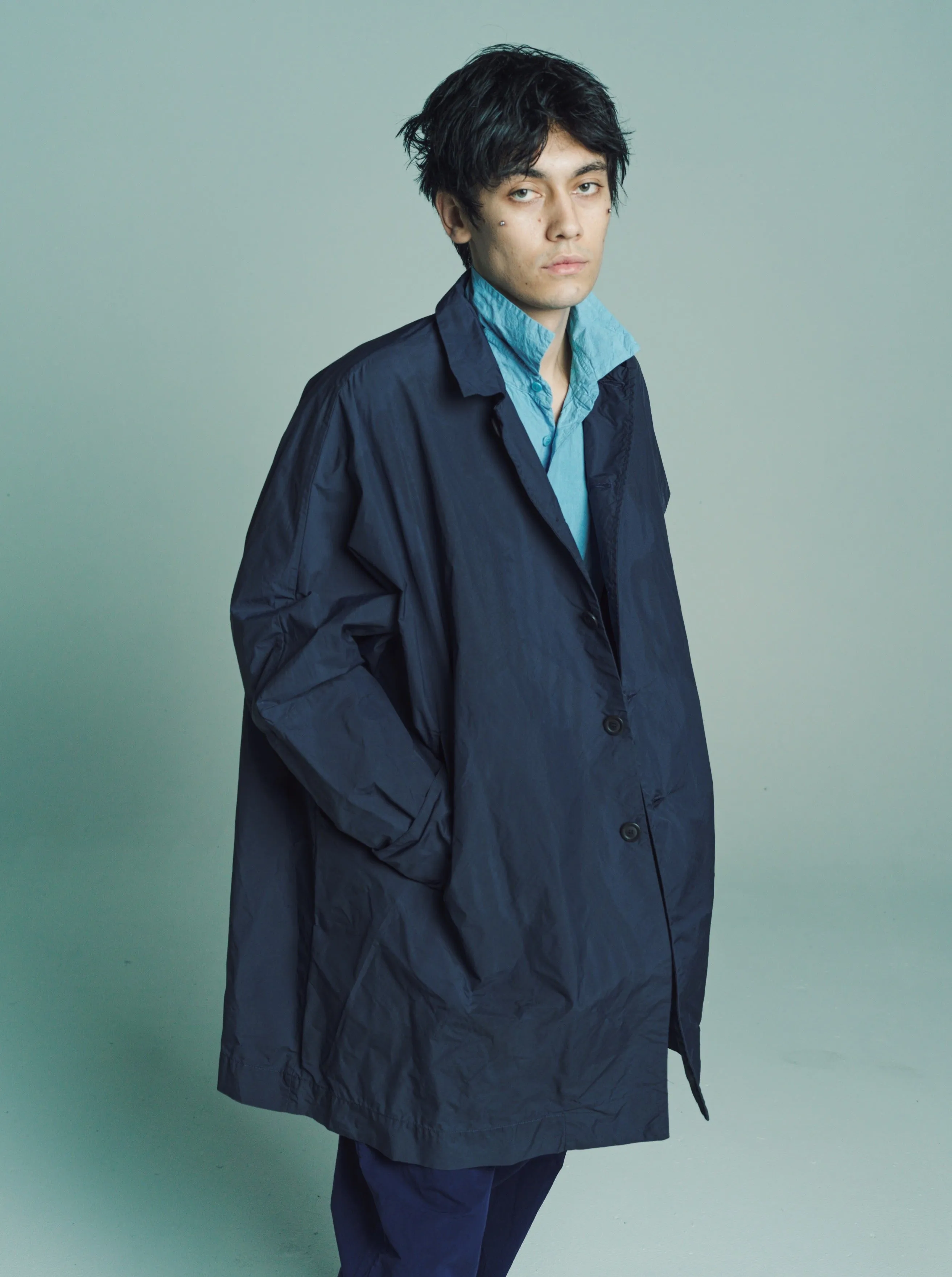 Navy Poly Padwax Manchester Coat