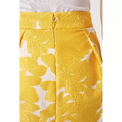 Next Womens Yellow Jacquard Tulip Skirt
