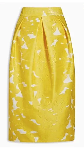 Next Womens Yellow Jacquard Tulip Skirt