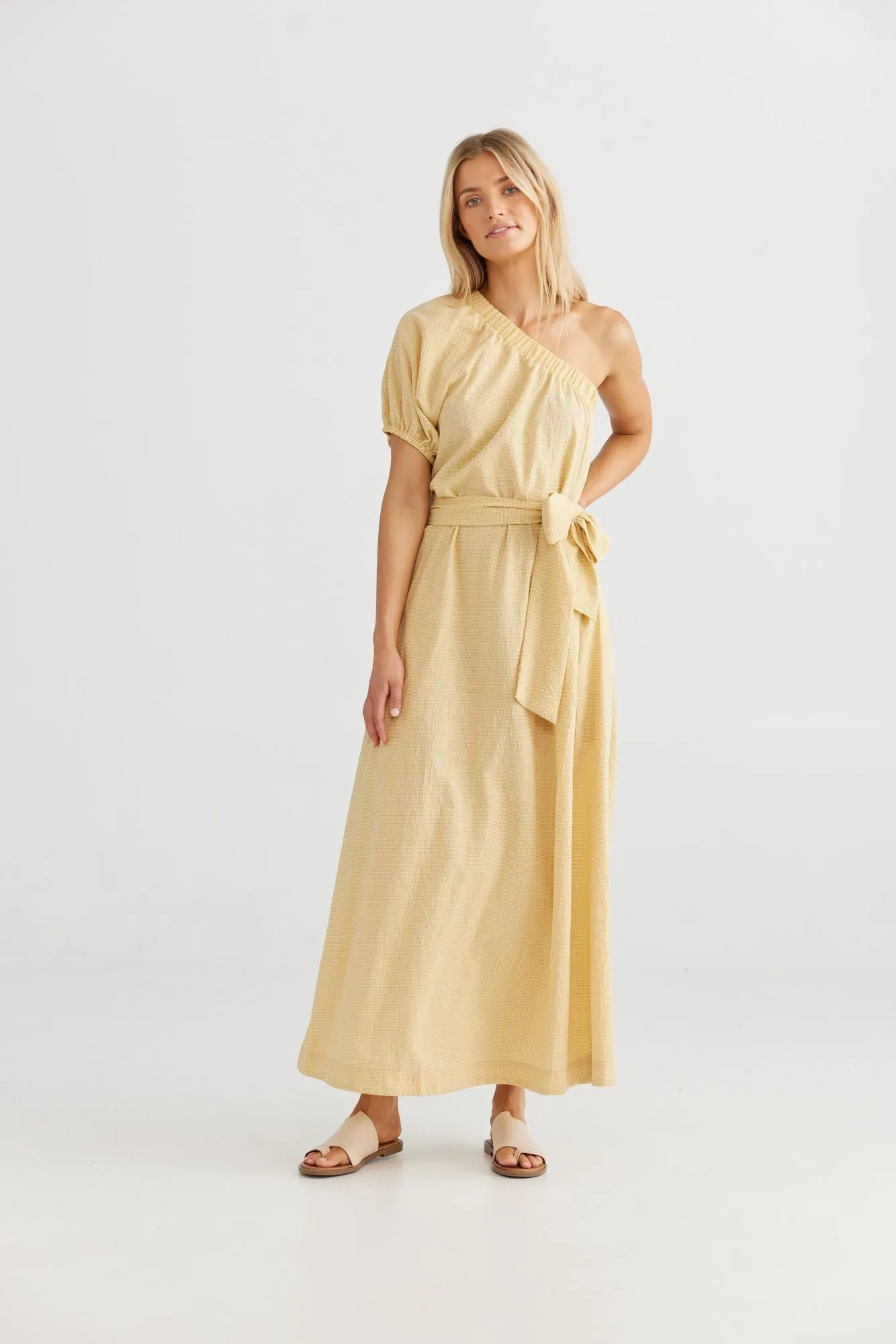 Nola Maxi Dress in Gold Check