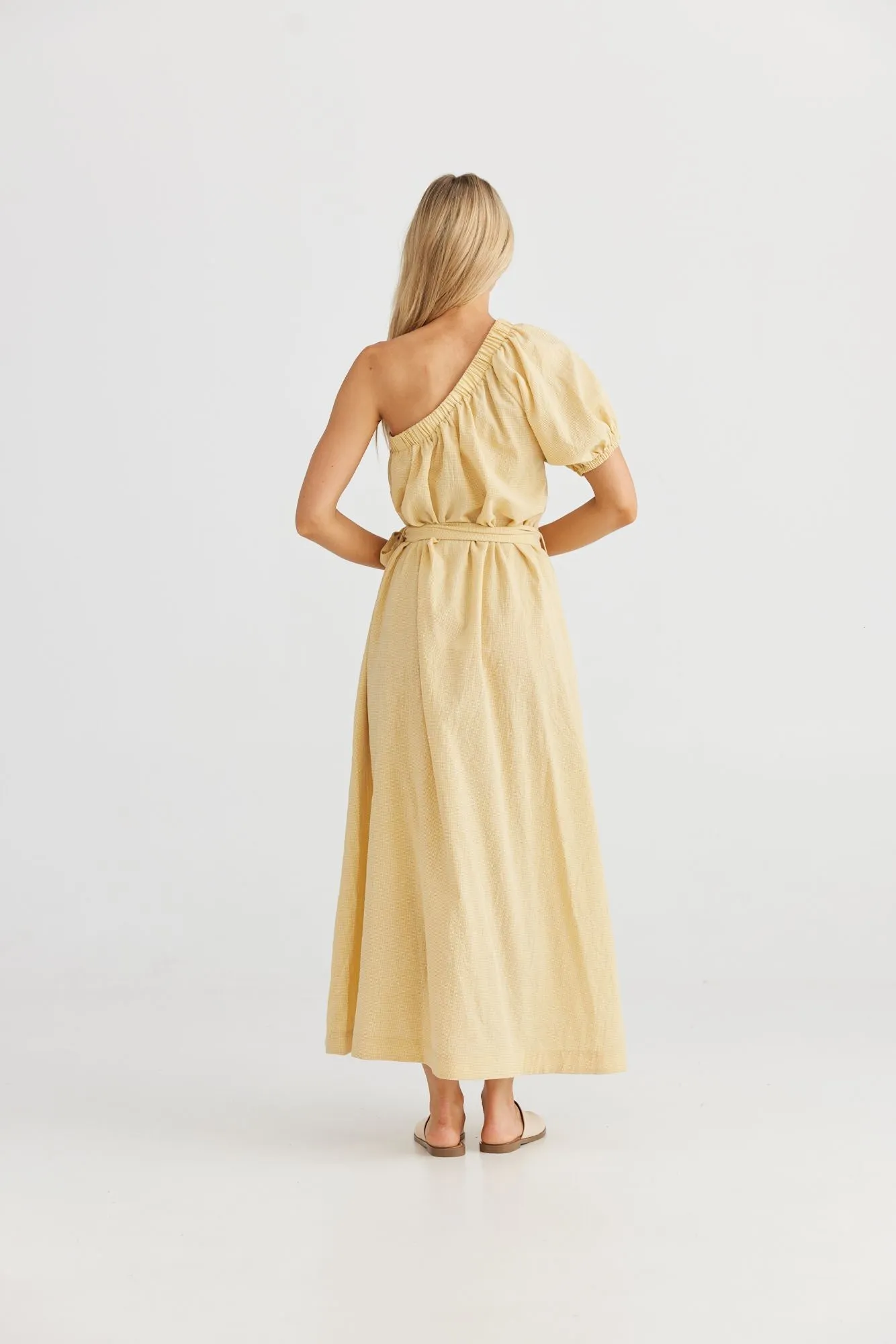 Nola Maxi Dress in Gold Check