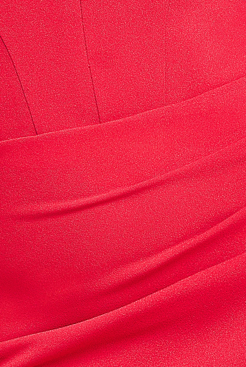 Off The Shoulder Draped Sleeve Maxi Dress - Red by Goddiva