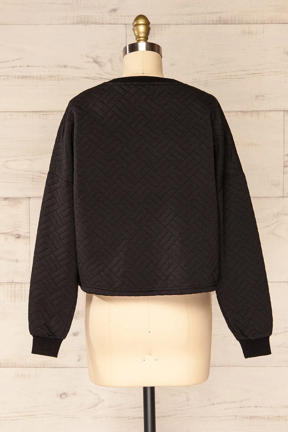 Paris Black | Cropped Sweater w/ Drawstring