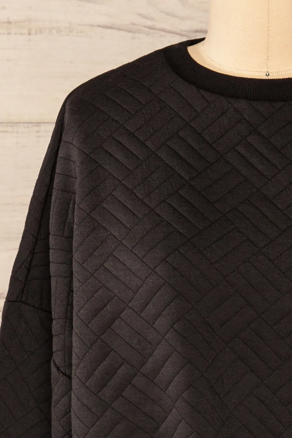Paris Black | Cropped Sweater w/ Drawstring
