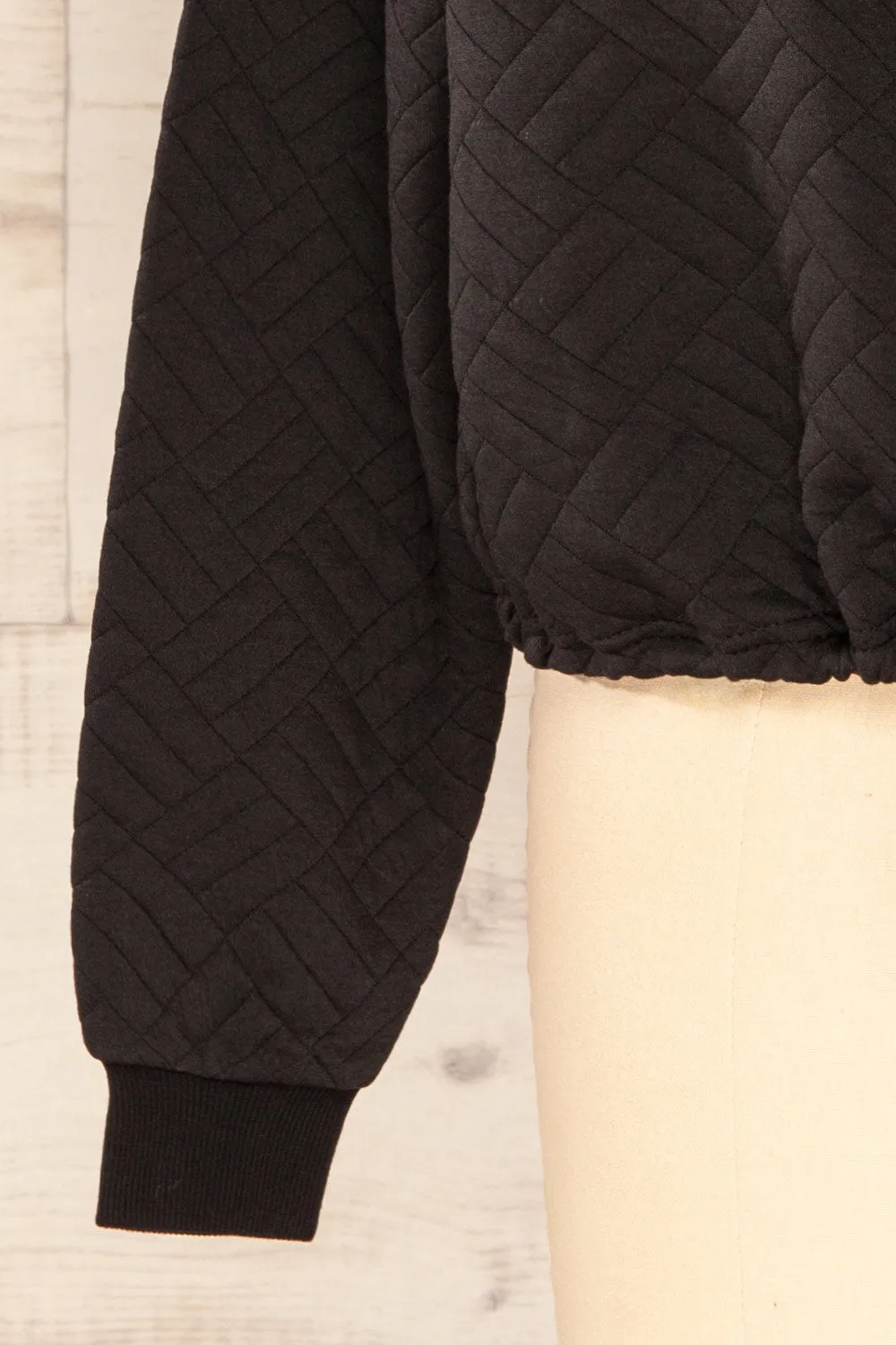 Paris Black | Cropped Sweater w/ Drawstring