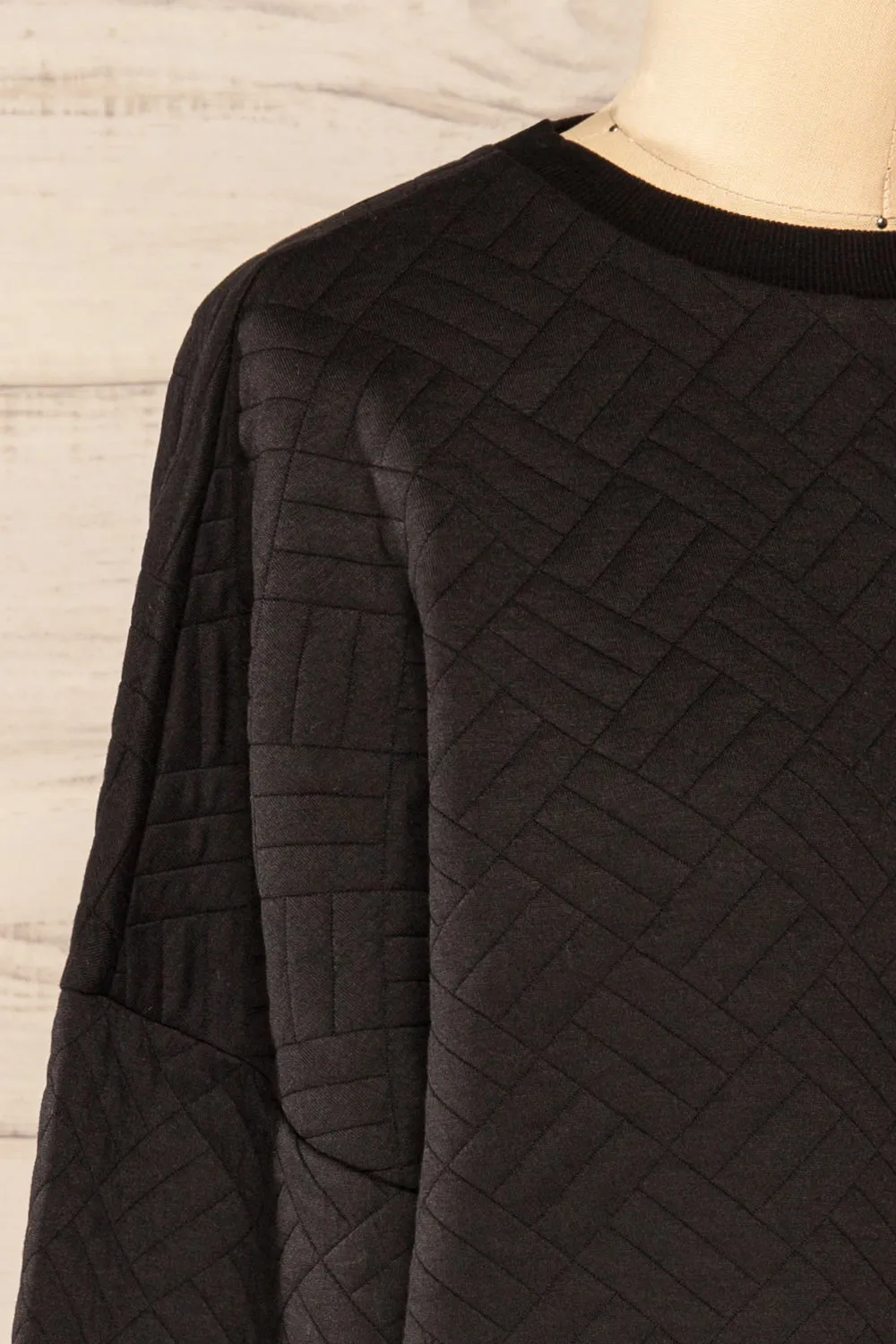 Paris Black | Cropped Sweater w/ Drawstring