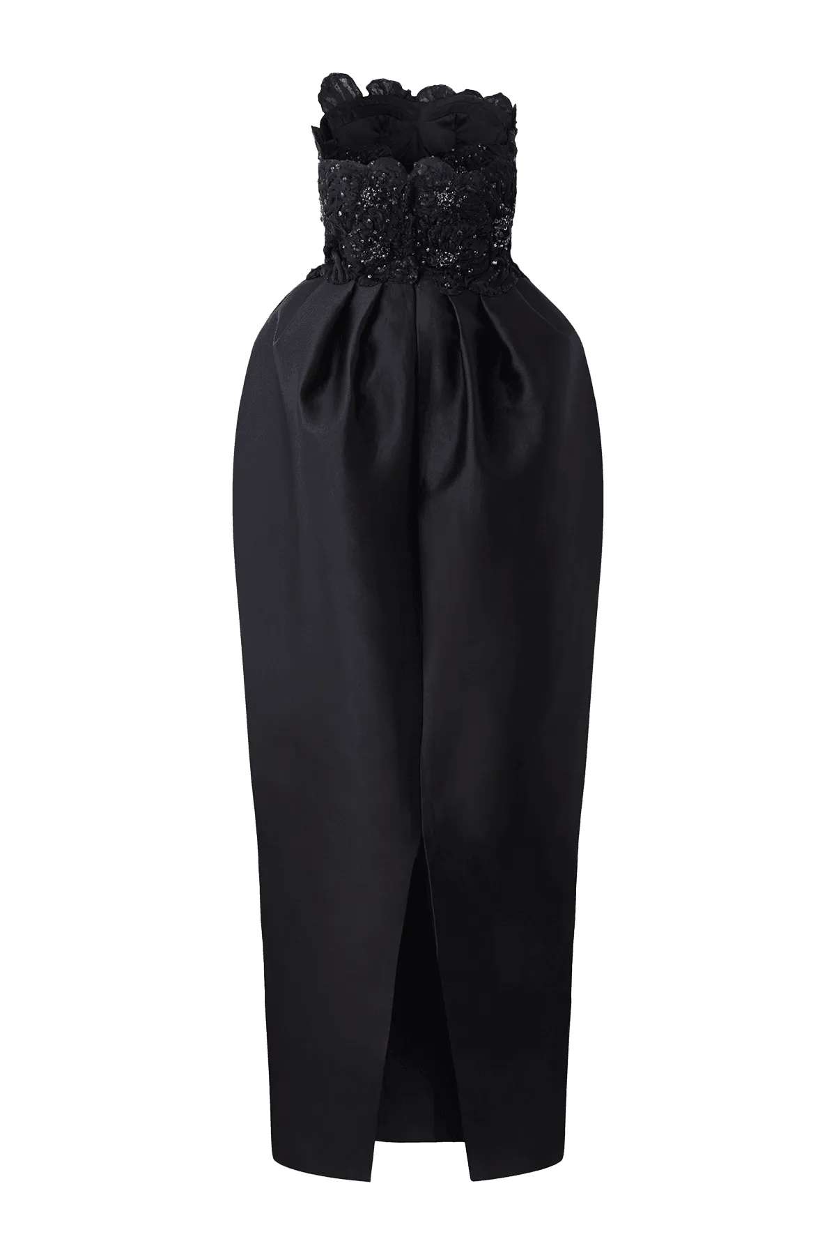 Paris Pegged Straight Across Neck Taffeta Maxi Dress
