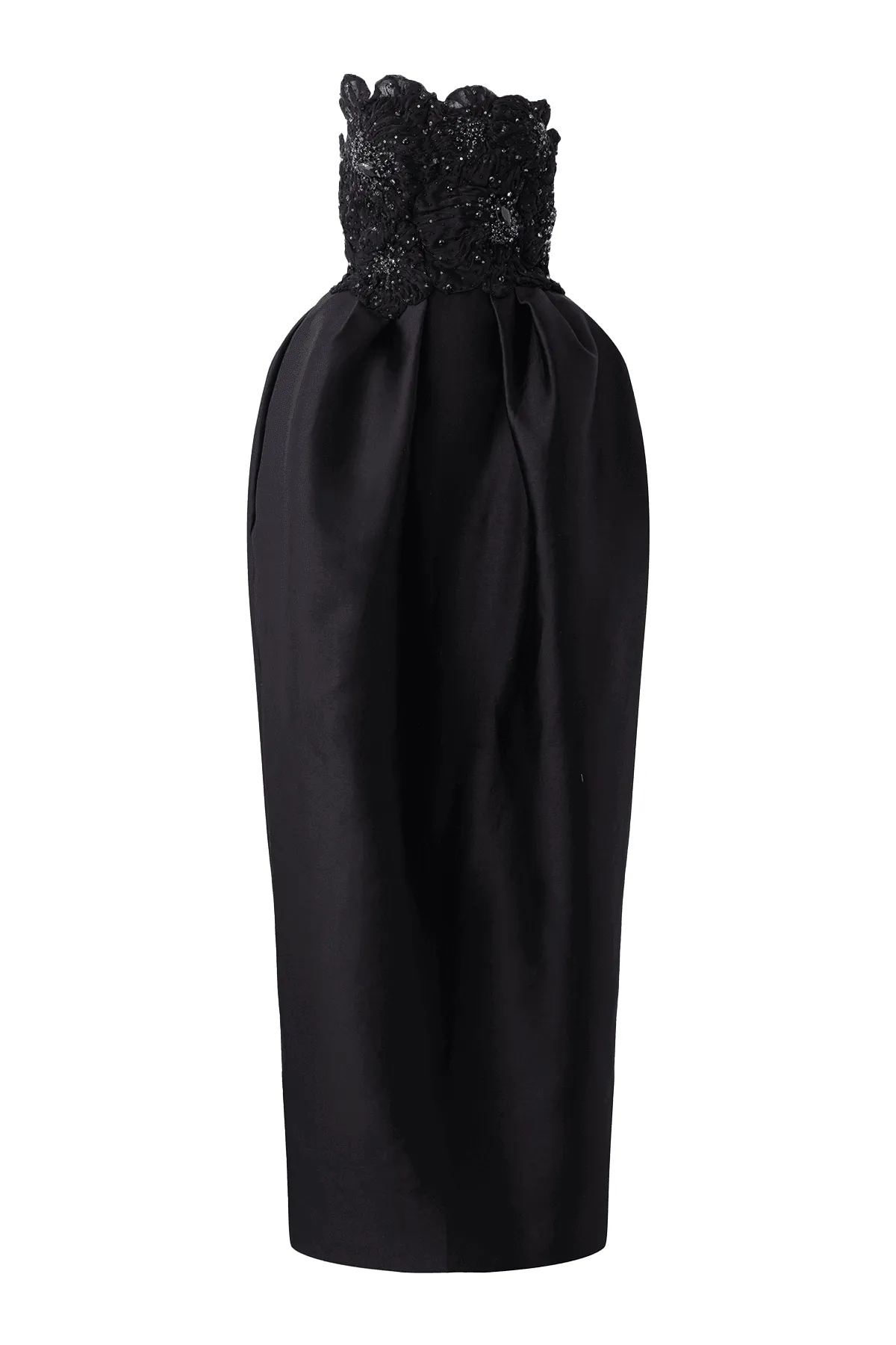 Paris Pegged Straight Across Neck Taffeta Maxi Dress