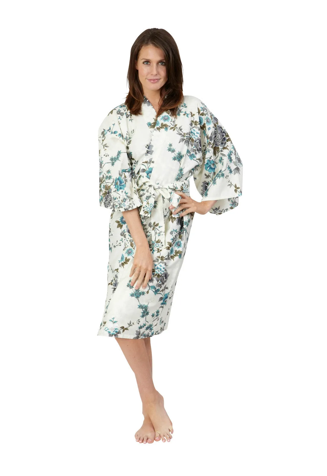 Peony & Blossom Short Cotton Happi Coat Kimono