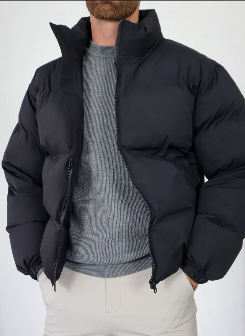 Quilted block puffer jacket