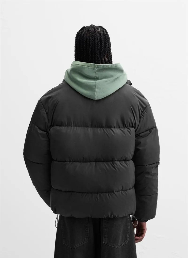 Quilted block puffer jacket