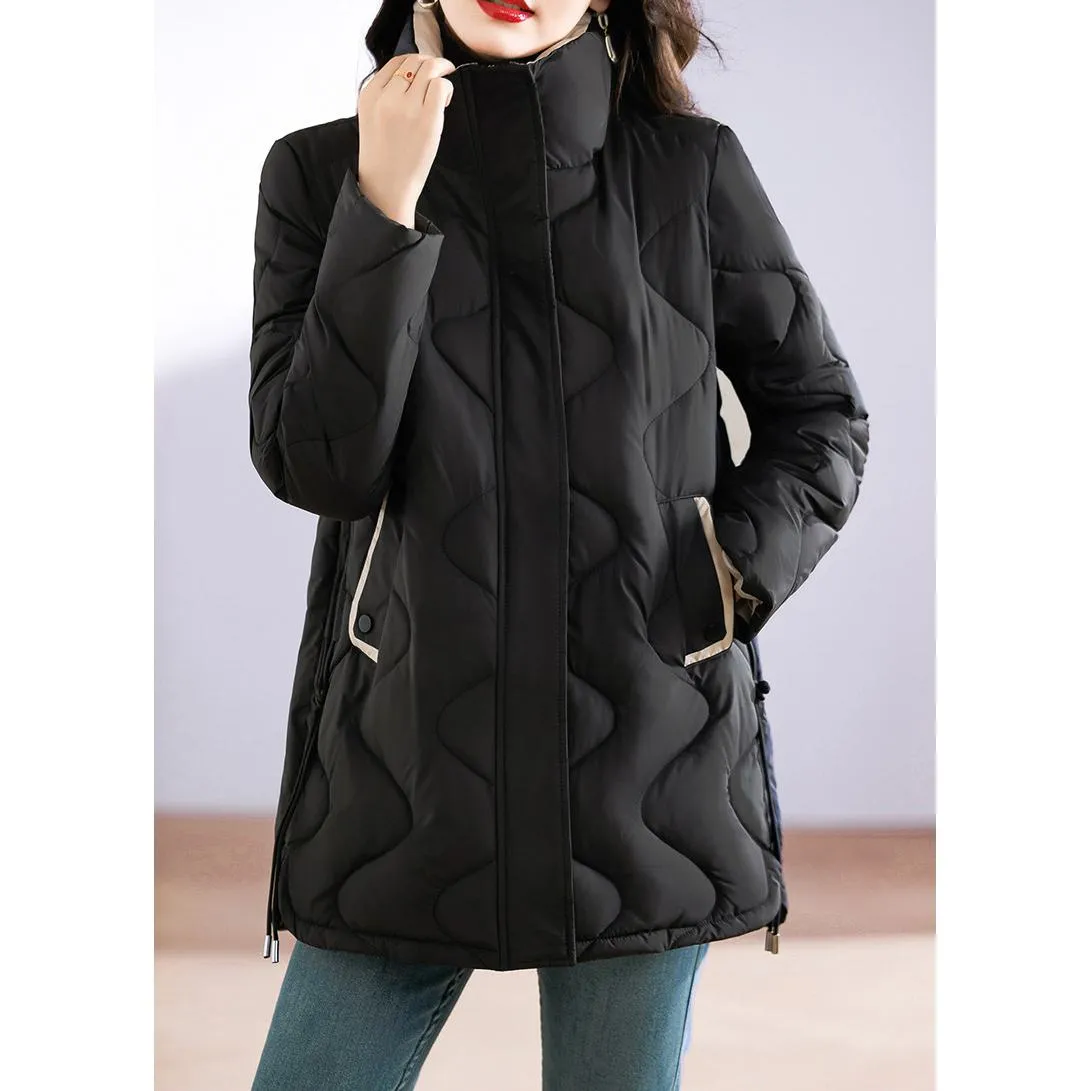 Quilted Thigh-Length Classic Puffer Jacket