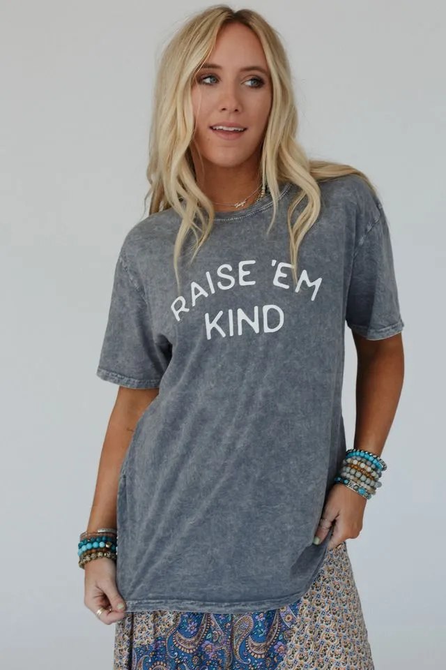 Raise Em Kind Graphic Tee - Gray