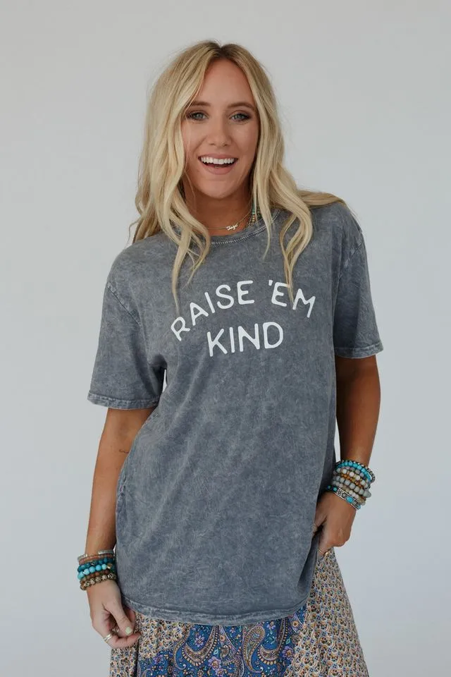 Raise Em Kind Graphic Tee - Gray