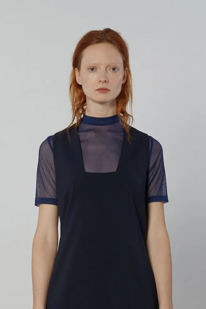 Short Sleeve Mesh Turtleneck - Marine