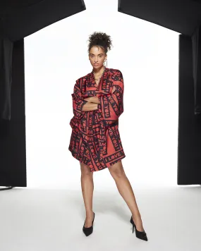 SILK KIMONO I LOVE YOU - BLACK / RED