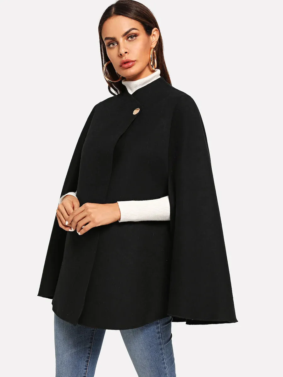 Single Button Cape Coat
