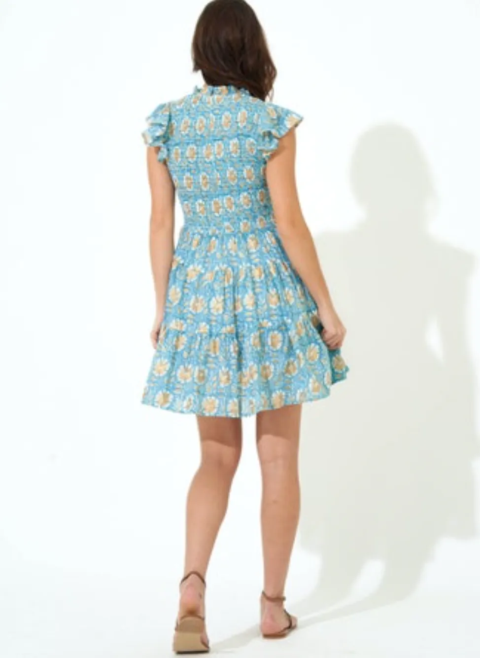 Smocked Flirty Short Dress - Ocean Haveli
