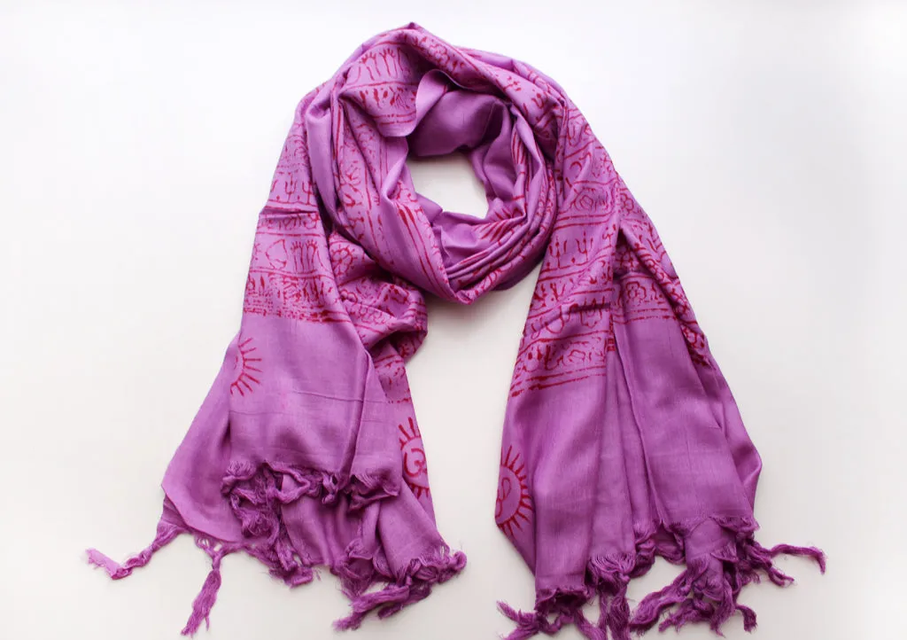 Spiritual OM Cotton Shawl with Fringes