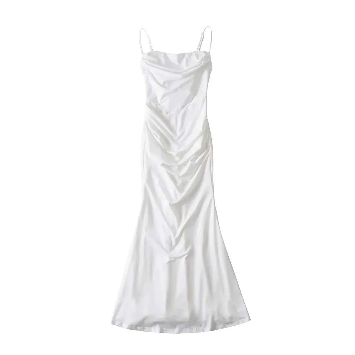 Stunner Socialite Fishtail Maxi Dress Slimming Waist in Pure White, Black, Red Wine and Nude Size S, M, L