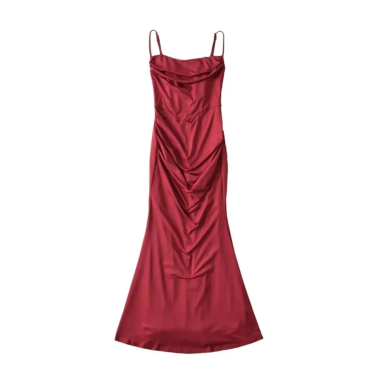 Stunner Socialite Fishtail Maxi Dress Slimming Waist in Pure White, Black, Red Wine and Nude Size S, M, L