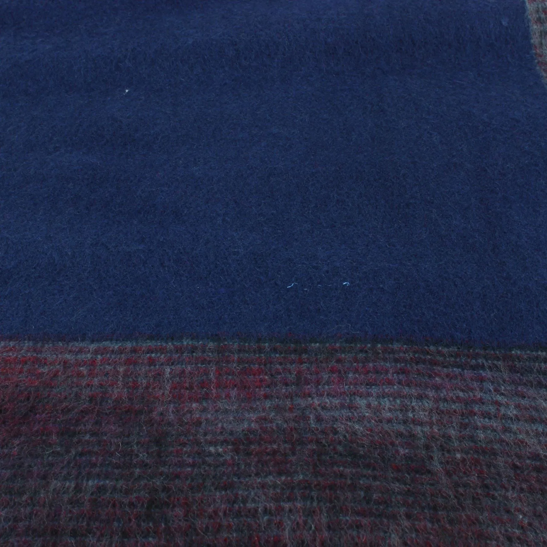 Tibetan Wool Blend Shawl Blanket - Navy with Maroon Reverse
