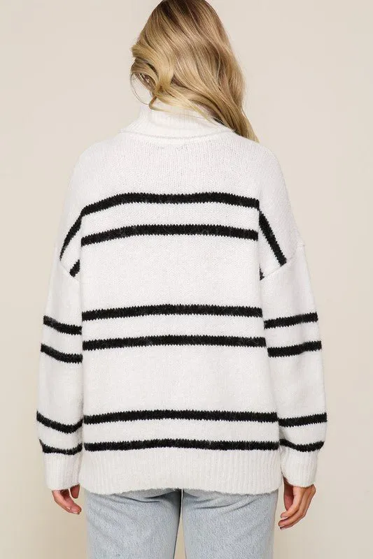 Turtleneck Pinstripe Sweater