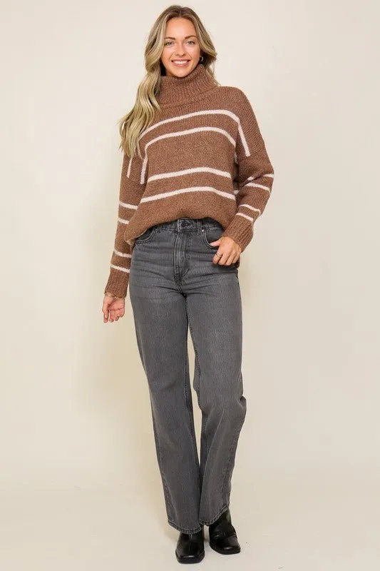 Turtleneck Pinstripe Sweater