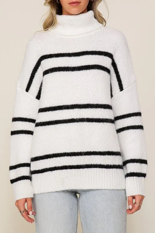 Turtleneck Pinstripe Sweater