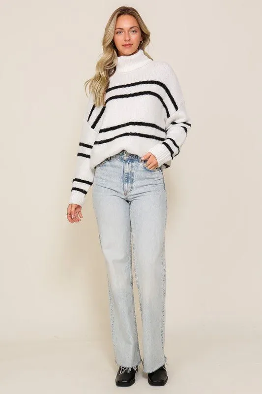 Turtleneck Pinstripe Sweater