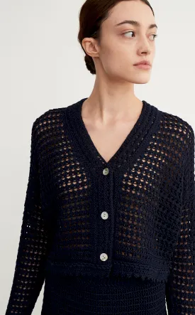 Vince Crochet Cardigan Navy