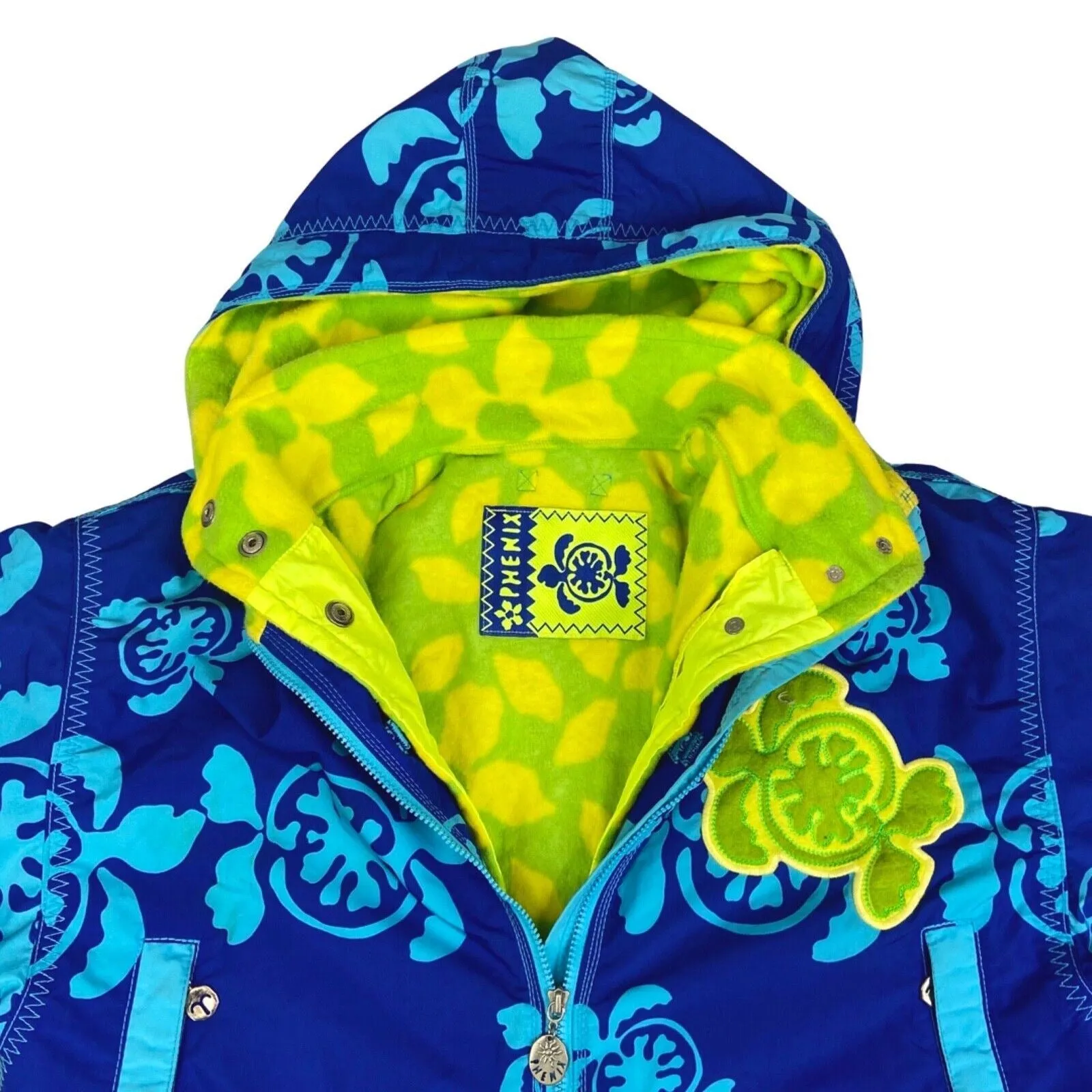 Vintage 90s Blue All Over Turtle Print Fleece Lined Phenix Ski Jacket XL