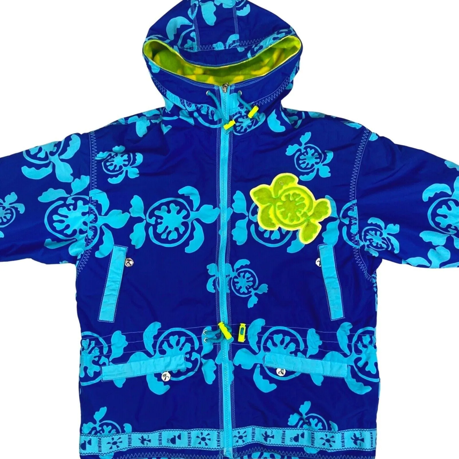 Vintage 90s Blue All Over Turtle Print Fleece Lined Phenix Ski Jacket XL