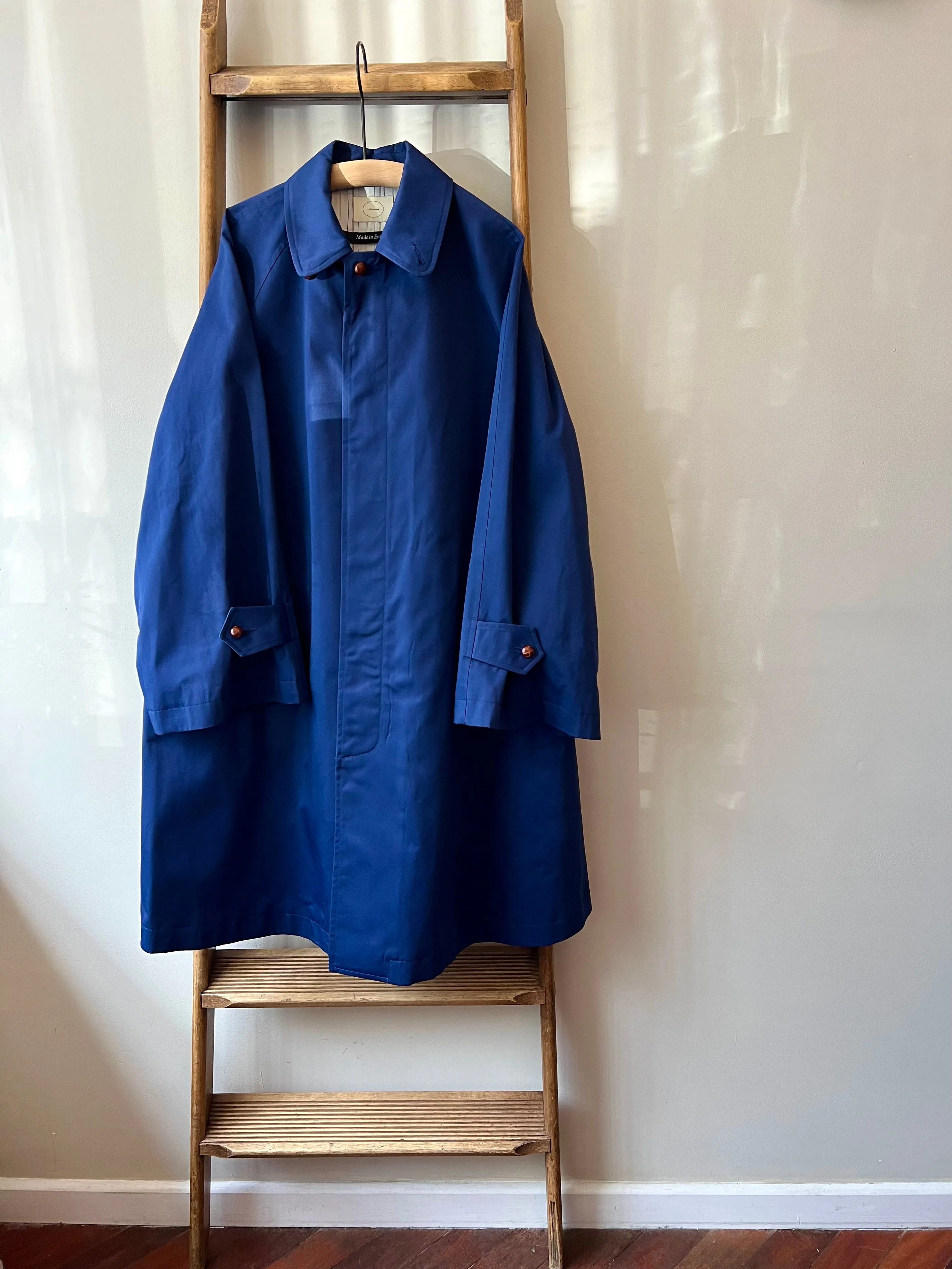 Wax Cotton Balmacaan Rain Coat
 / Navy