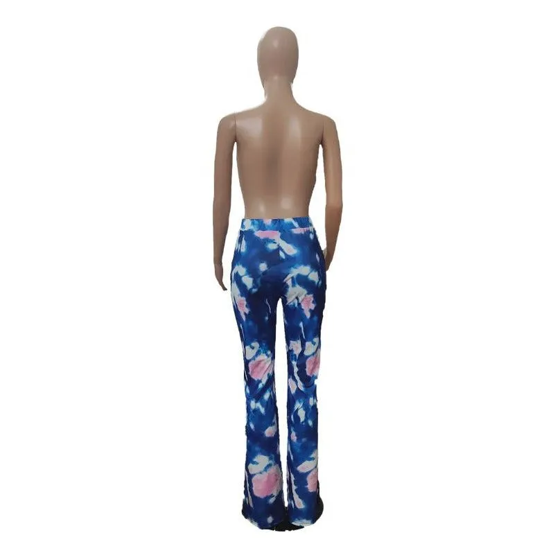 Wholesale women's temperament tie-dye flared pants (CL9016)