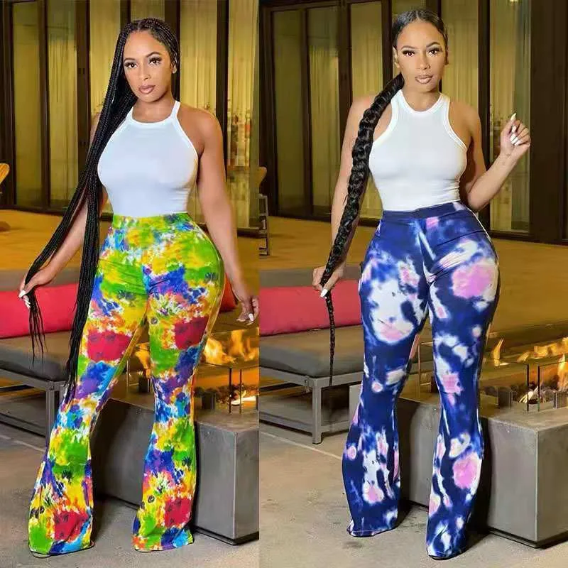 Wholesale women's temperament tie-dye flared pants (CL9016)