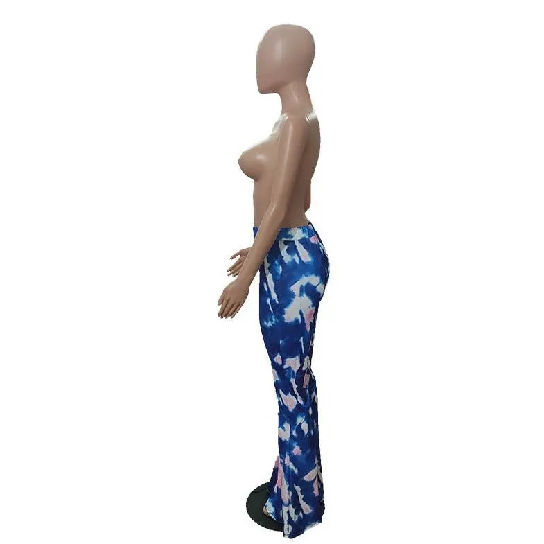 Wholesale women's temperament tie-dye flared pants (CL9016)