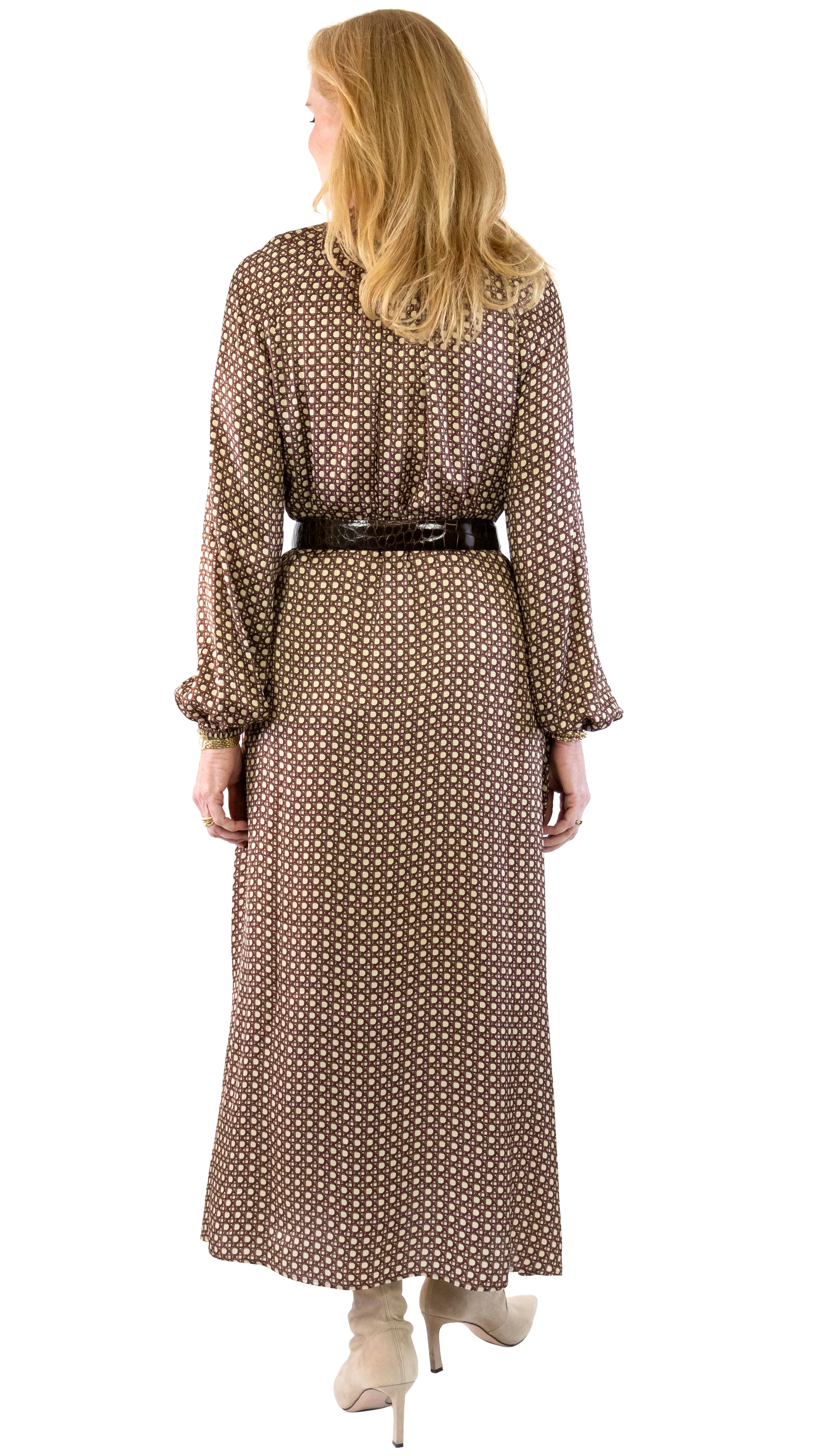 Wicker Print Dress - Brown