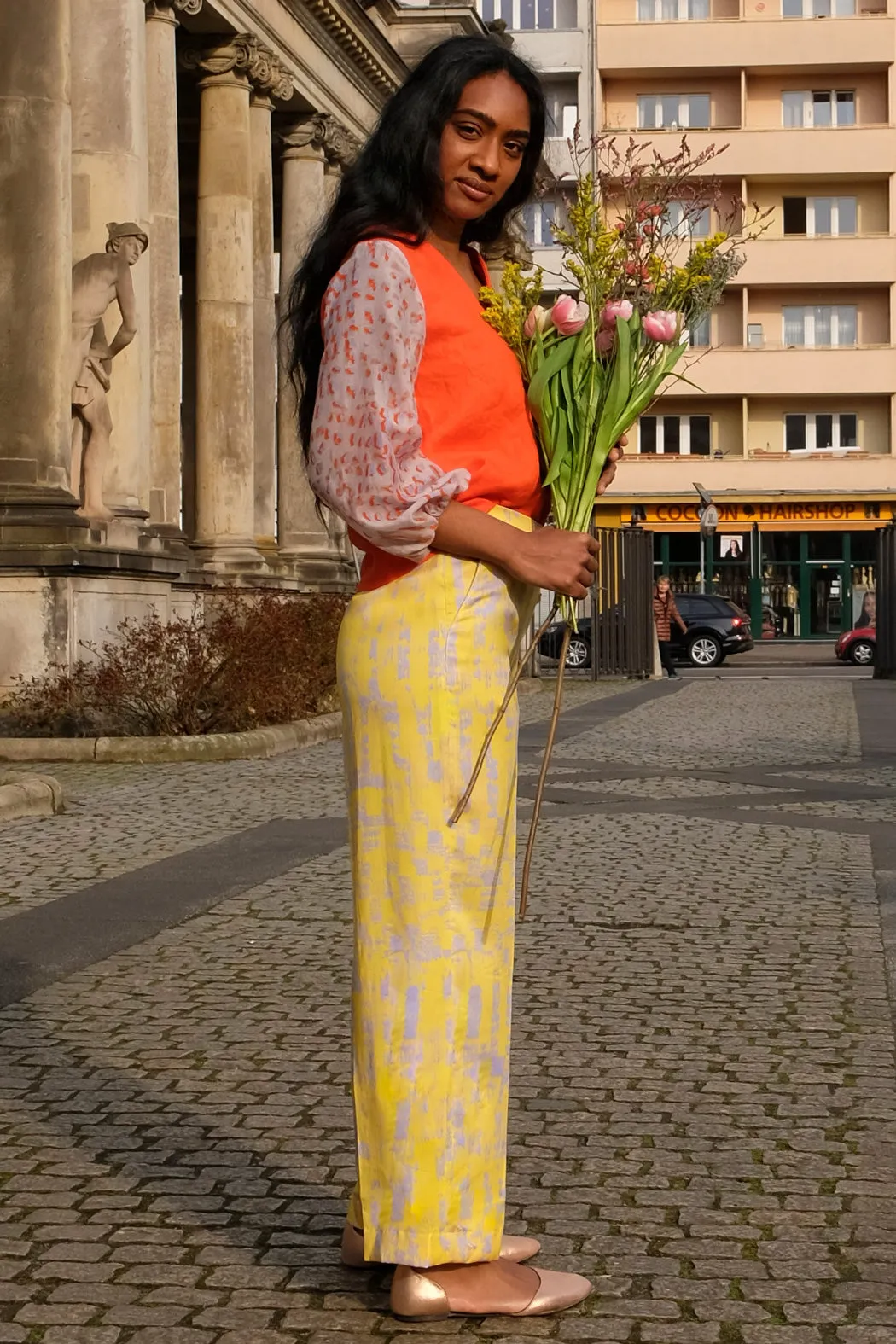 Wide Trousers Yellow Lilac