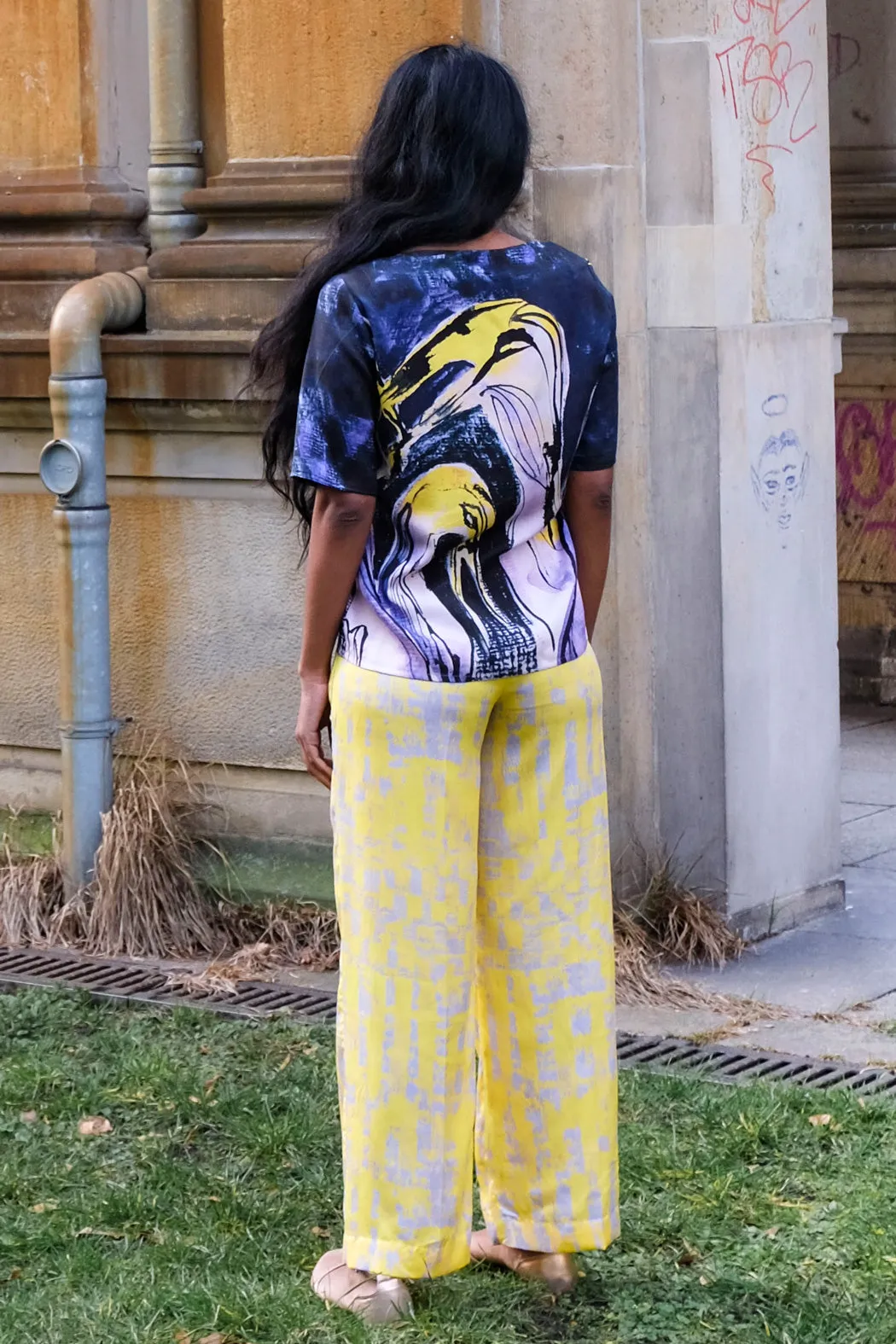 Wide Trousers Yellow Lilac