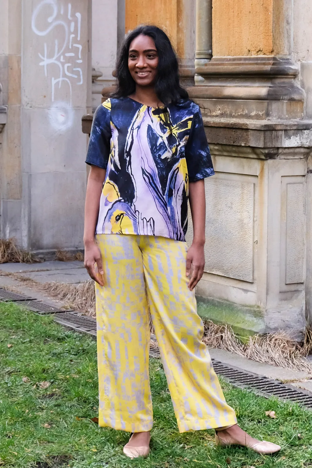 Wide Trousers Yellow Lilac