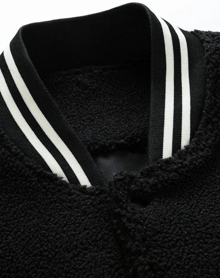 Winter Fleece Thick Bomber Jacket Men/Warm Baseball Coat