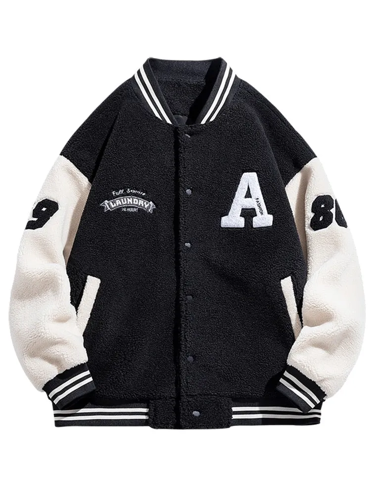 Winter Fleece Thick Bomber Jacket Men/Warm Baseball Coat