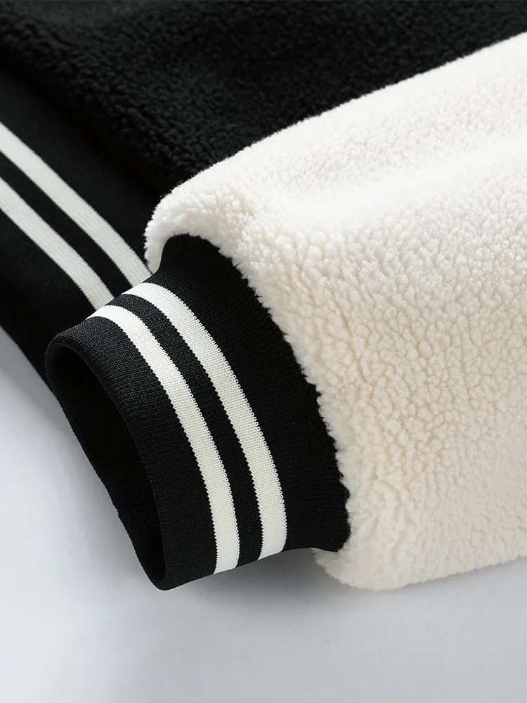 Winter Fleece Thick Bomber Jacket Men/Warm Baseball Coat