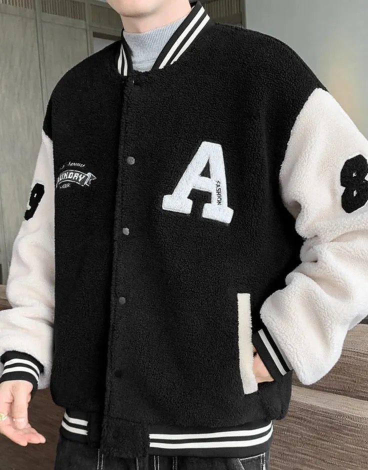 Winter Fleece Thick Bomber Jacket Men/Warm Baseball Coat