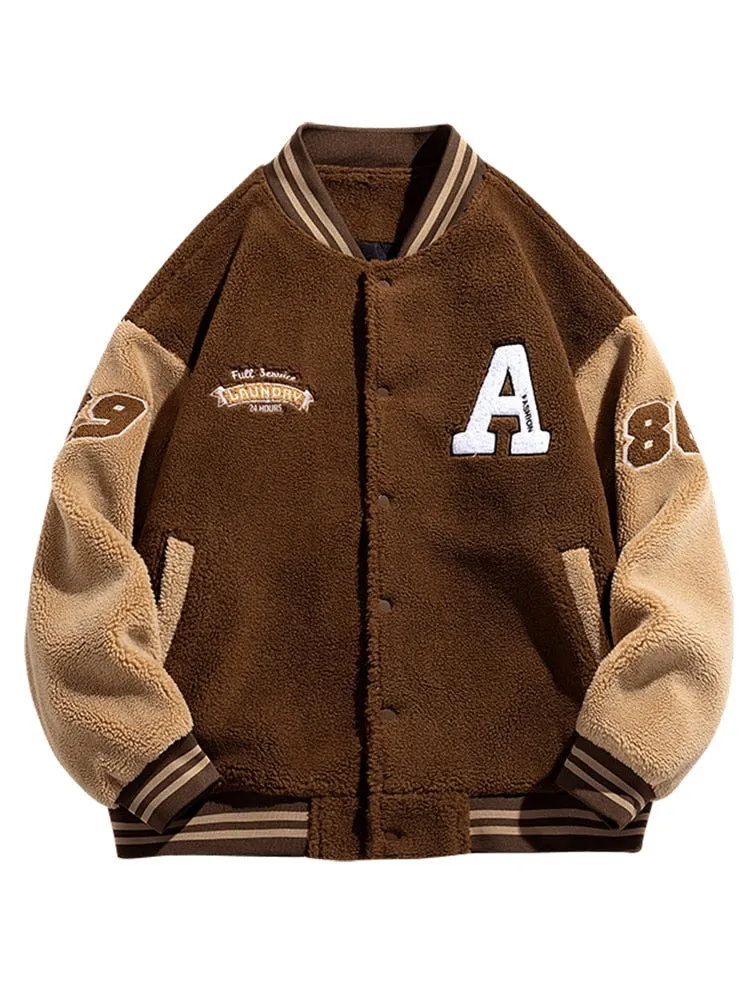 Winter Fleece Thick Bomber Jacket Men/Warm Baseball Coat