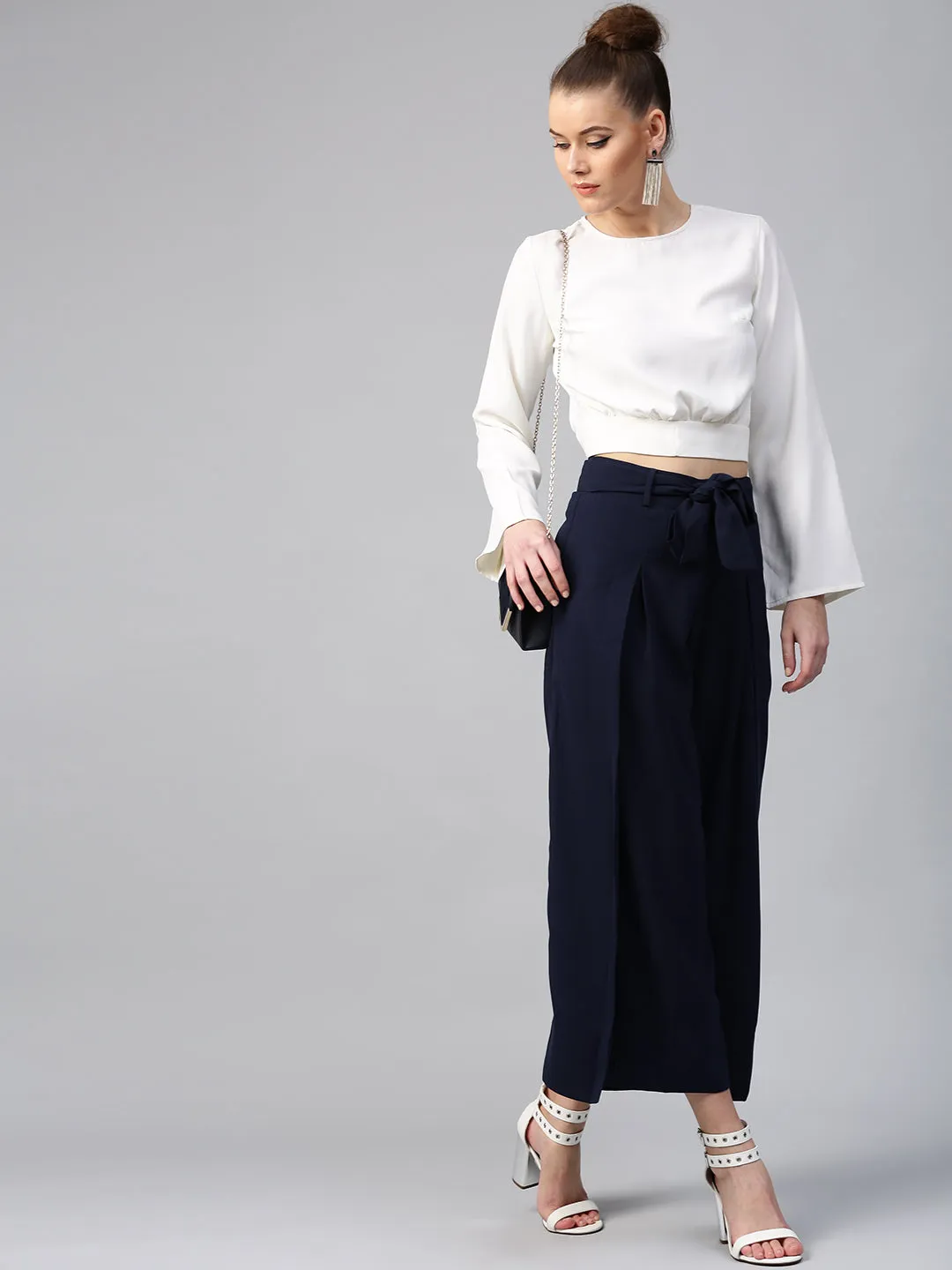Women Navy Wrap Pants